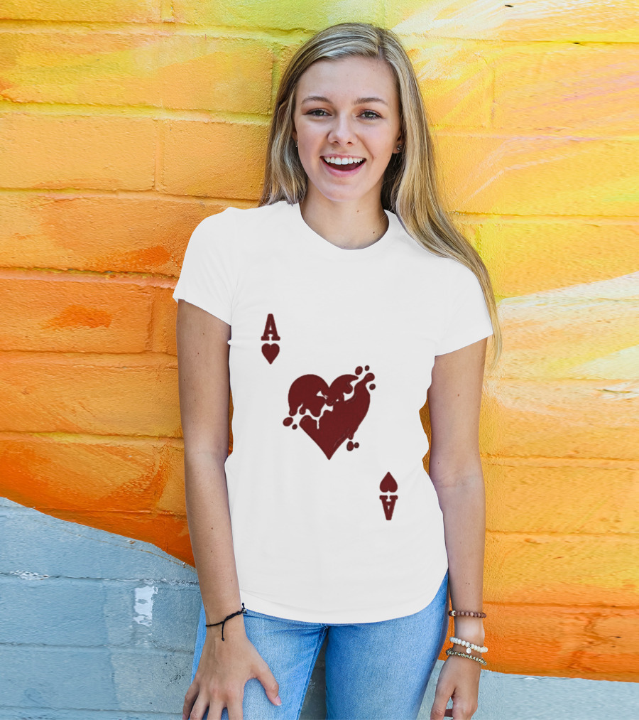 Ace Of Hearts Melting Card Visual T-Shirt