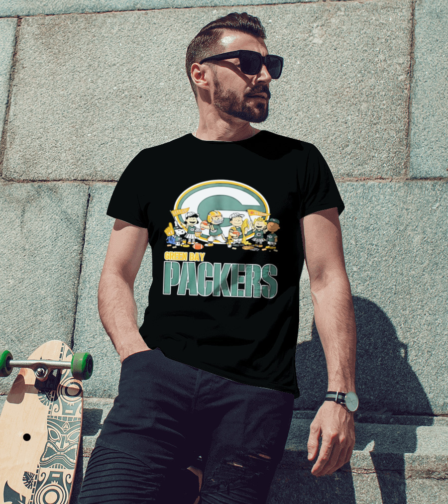 Peanuts Characters Celebrating Green Bay Packers Let's Go Go Team T-Shirt