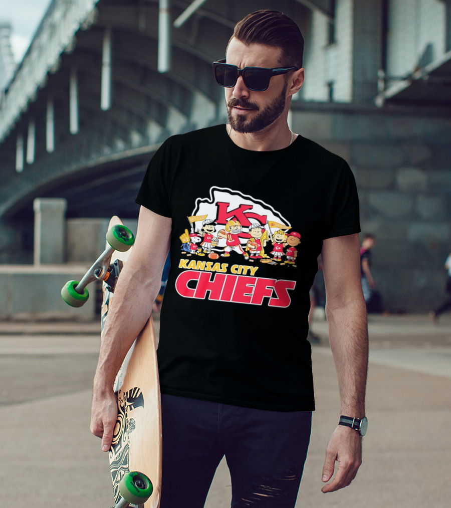 Kansas City Chiefs Peanuts Characters Go Team Let's Go T-Shirt