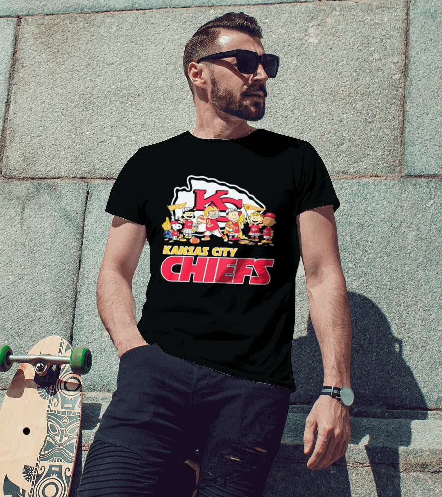 Kansas City Chiefs Peanuts Characters Go Team Let's Go T-Shirt
