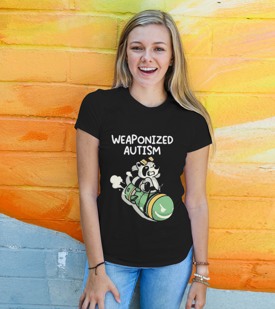 Weaponized Autism Raccoon Riding Missile T-Shirt