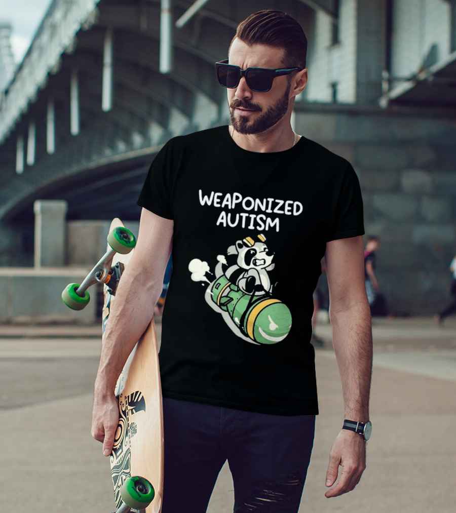 Weaponized Autism Raccoon Riding Missile T-Shirt