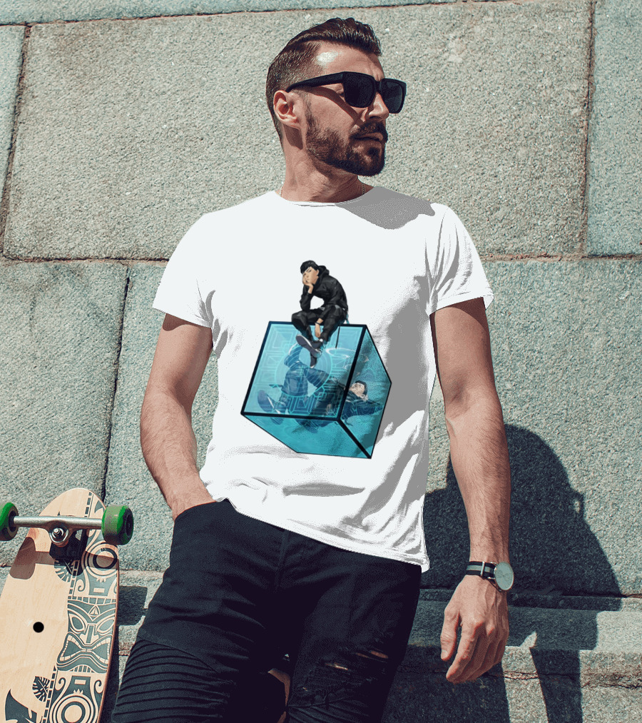 Ghostwire Tokyo Character Sitting On Cyber Cube T-Shirt