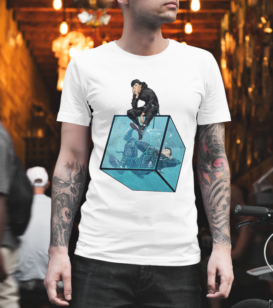 Ghostwire Tokyo Character Sitting On Cyber Cube T-Shirt