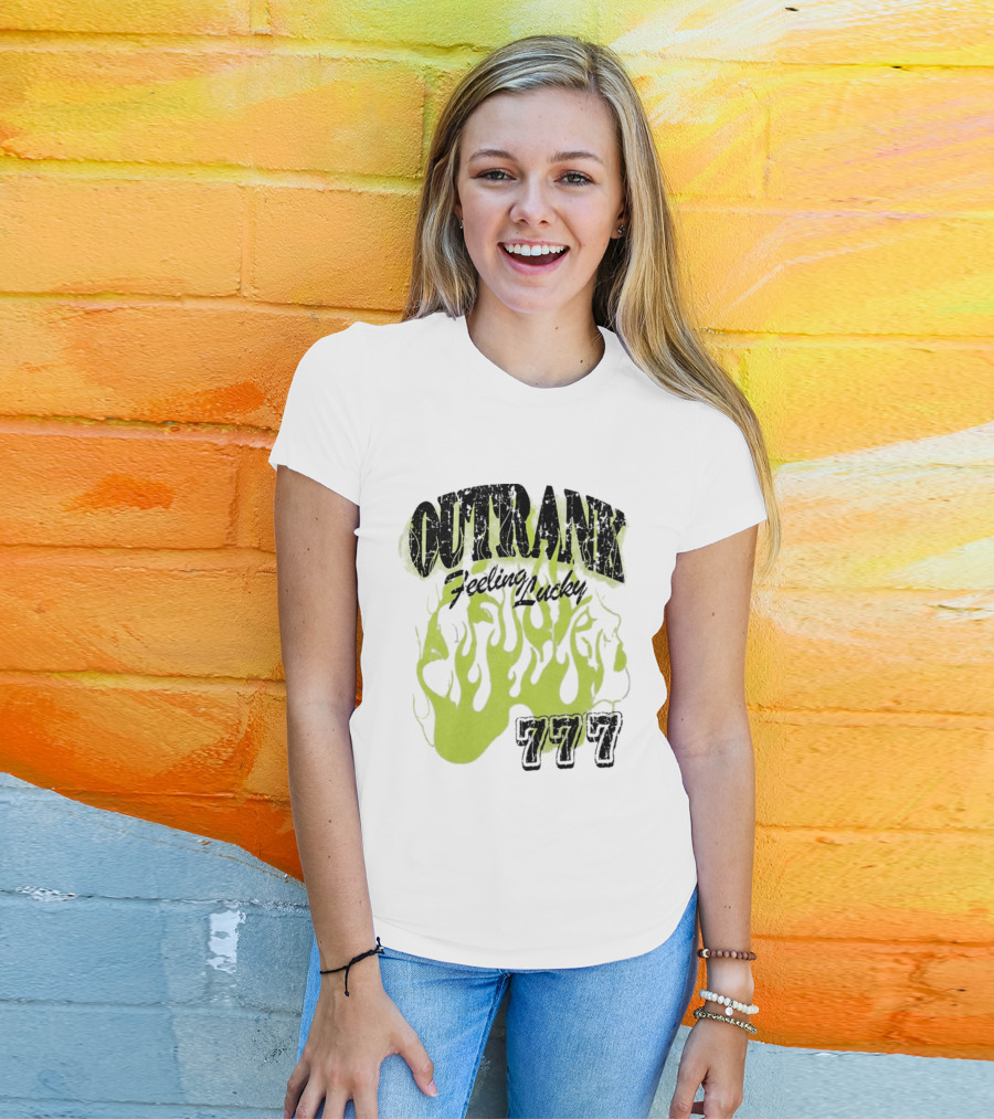 Outrank Feeling Lucky 777 Green Flames T-Shirt