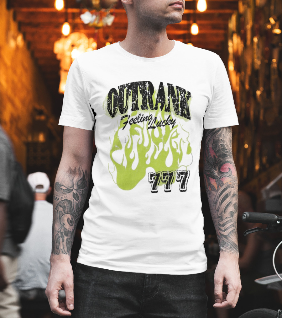 Outrank Feeling Lucky 777 Green Flames T-Shirt