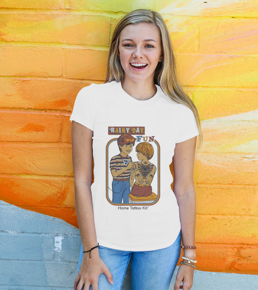 Rainy Day Fun Home Tattoo Kit Retro Style Boys With Tattoos T-Shirt