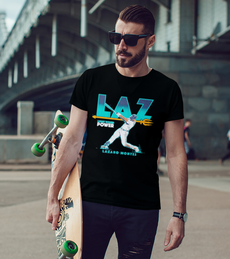 Seattle Mariners Lazaro Montes Laz Light Tower Power T-Shirt