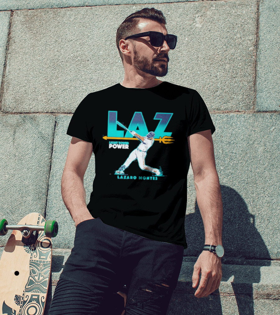 Seattle Mariners Lazaro Montes Laz Light Tower Power T-Shirt