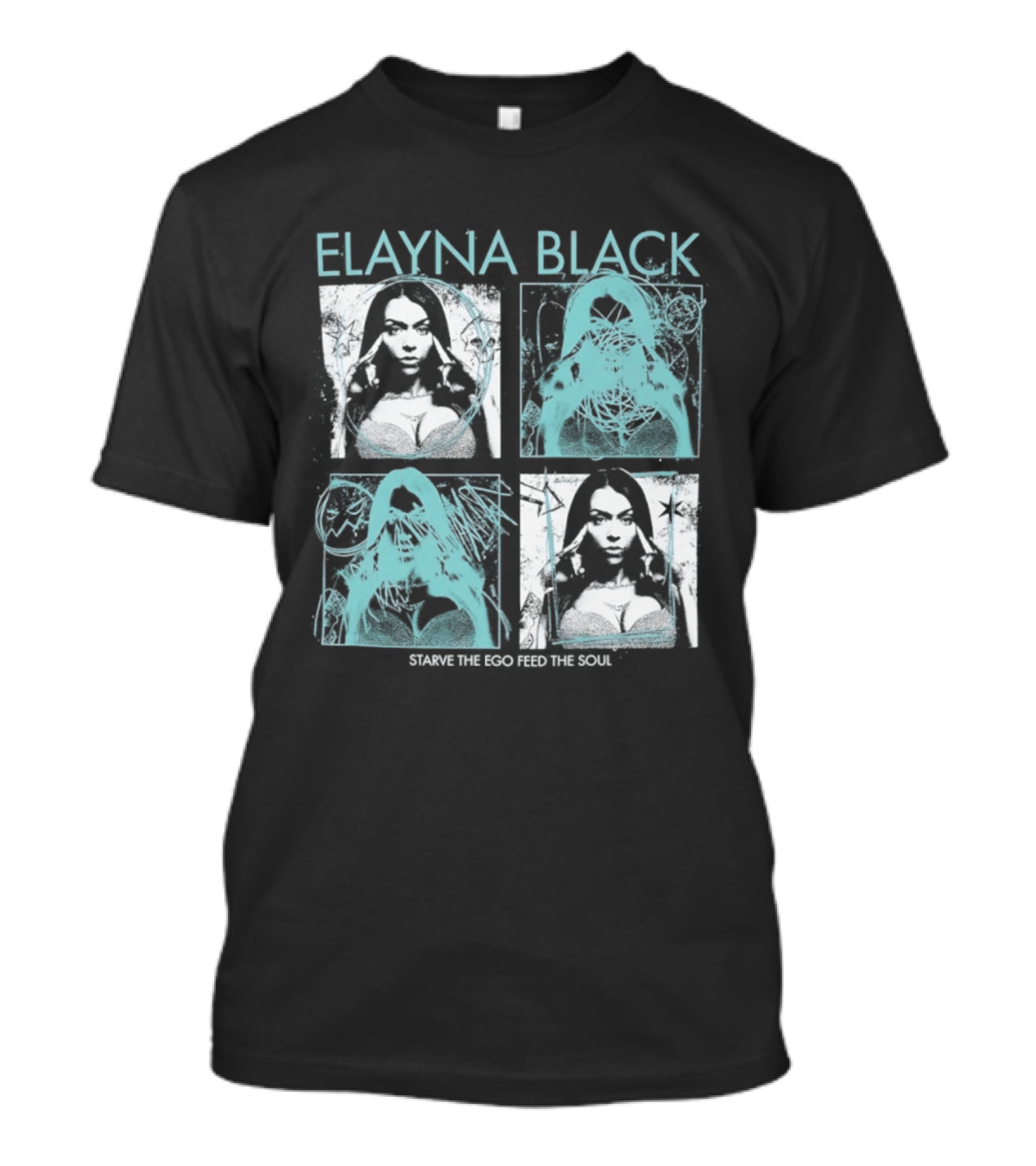Elayna Black Starve The Ego Feed The Soul Portrait Grid T-Shirt