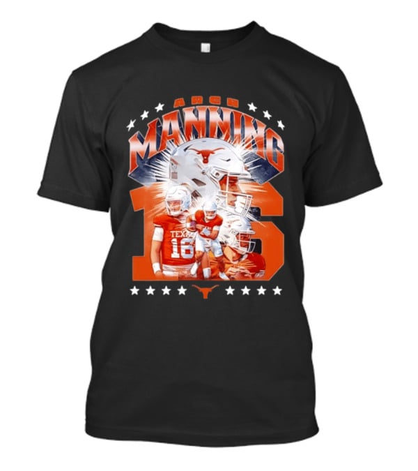 Texas Longhorns Arch Manning NCAA Football Collage Star Player Number 16 T-Shirt