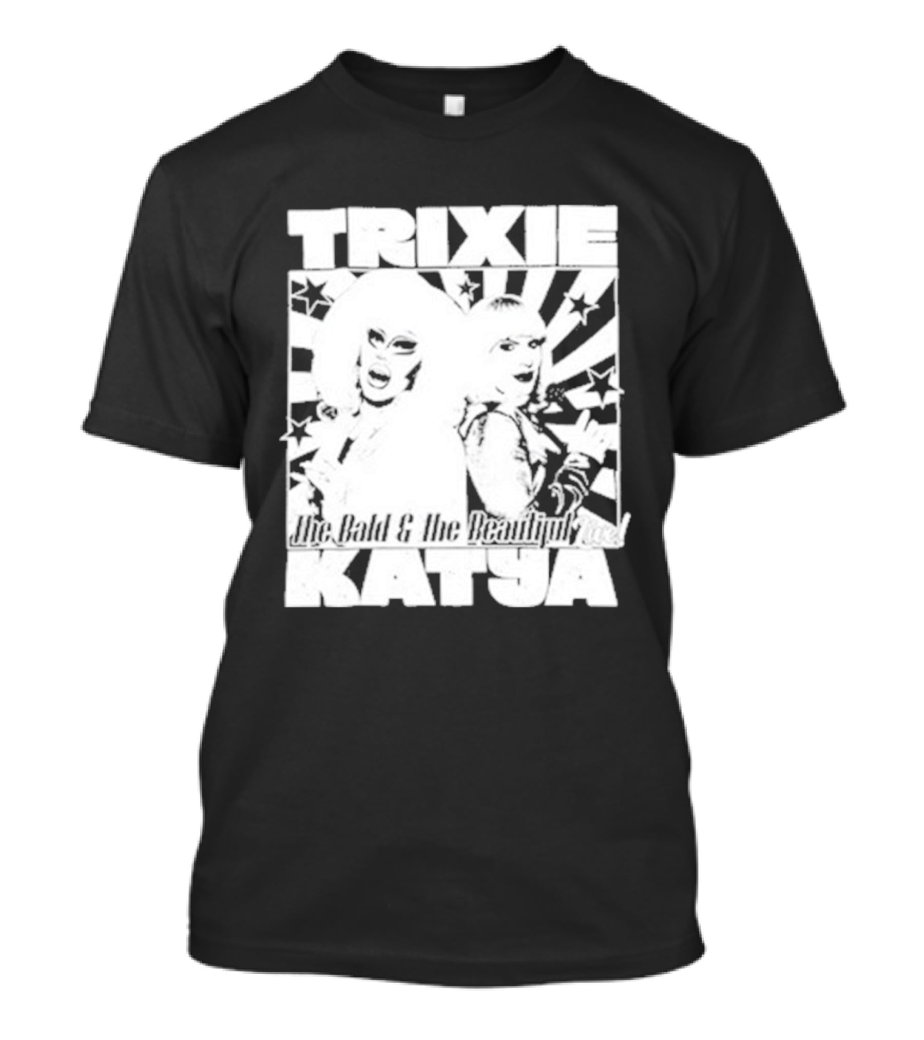 Trixie Katya The Bald And The Beautiful Stars Burst Microphone T-Shirt