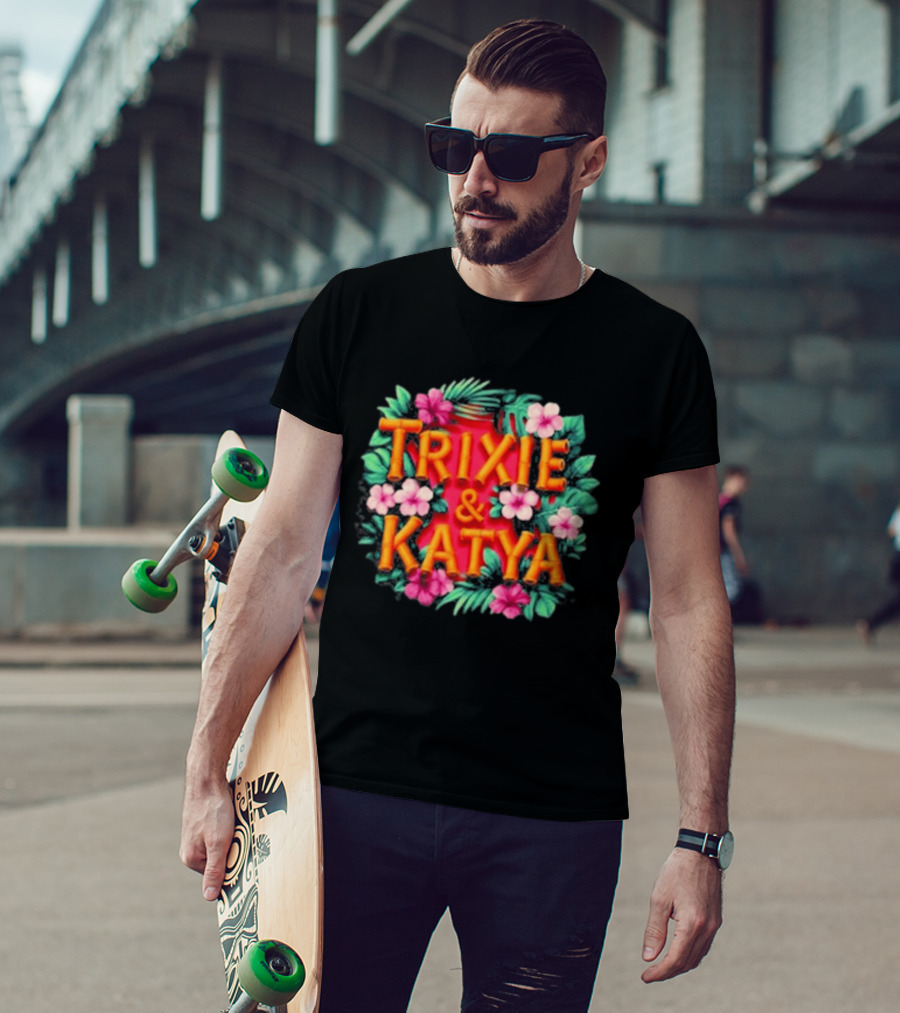 Trixie & Katya Tropical Floral Design Surfers T-Shirt