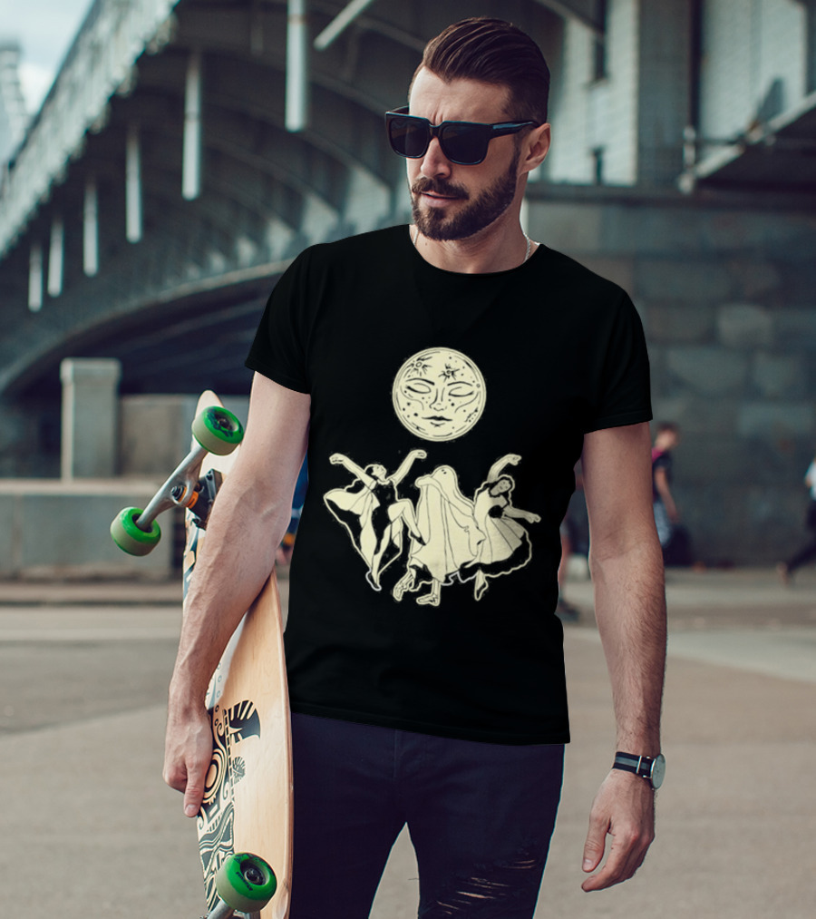 Two Girls Ghostly Dance Under Moon T-Shirt