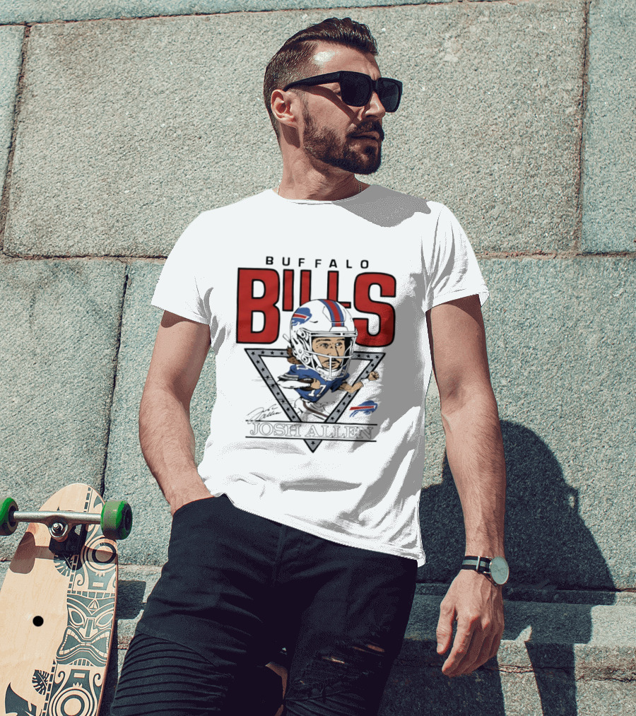 Buffalo Bills Josh Allen Football Caricature Triangle T-Shirt