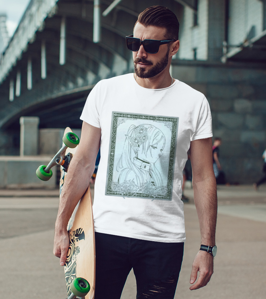 Frieren Evergreen Elf Girl Floral Fantasy Art Nouveau T-Shirt