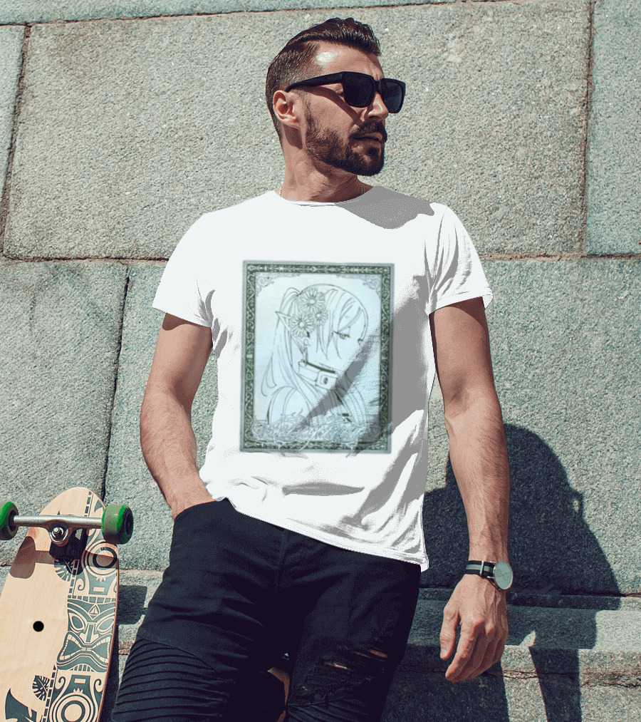 Frieren Evergreen Elf Girl Floral Fantasy Art Nouveau T-Shirt