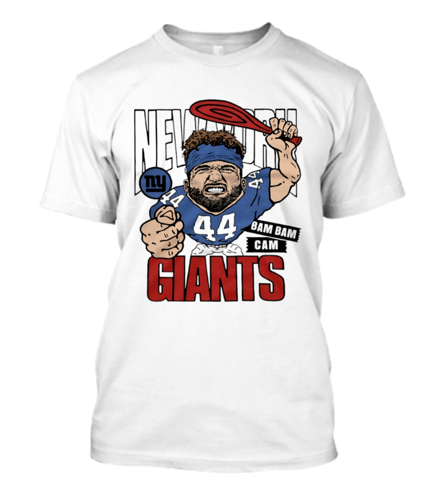 New York Giants Bam Bam Cam 44 Caricature Football ан T-Shirt