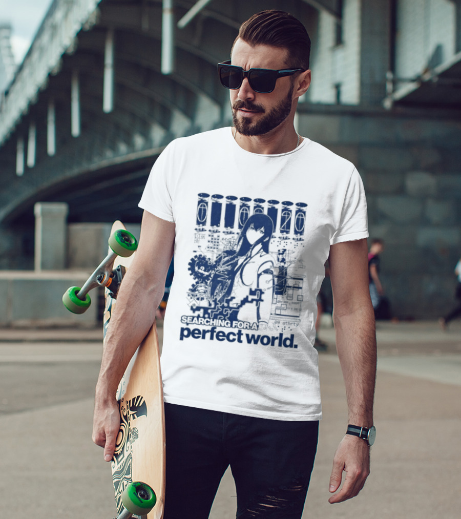Steins Gate Kurisu Makise Searching For A Perfect World T-Shirt