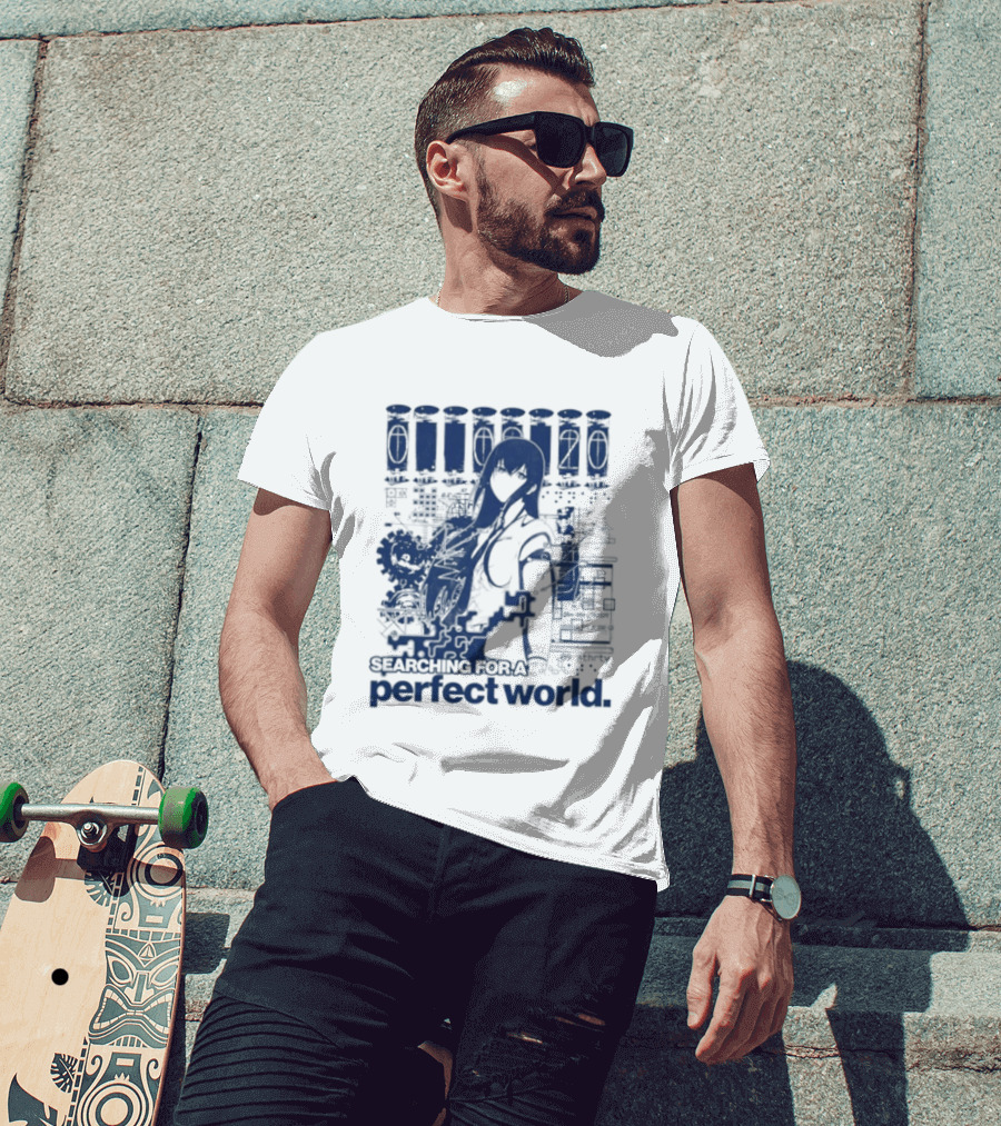 Steins Gate Kurisu Makise Searching For A Perfect World T-Shirt