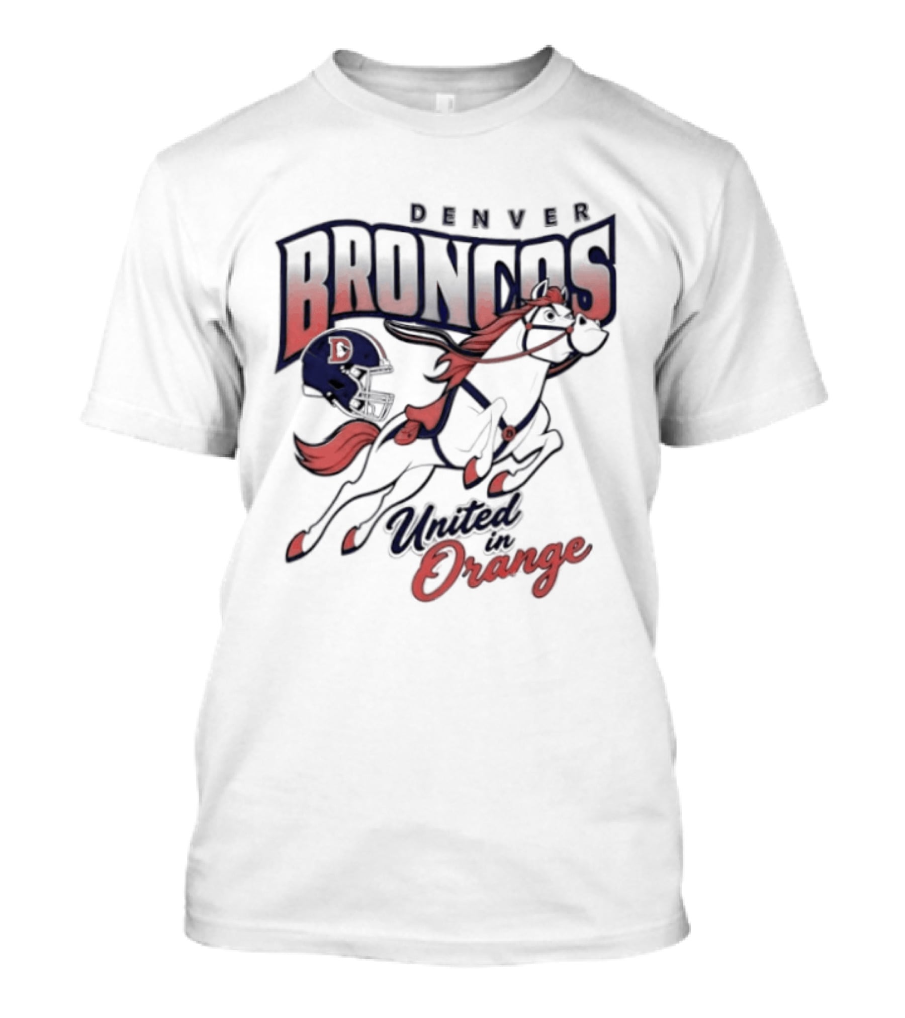 Denver Broncos United In Orange Football Helmet Horse T-Shirt