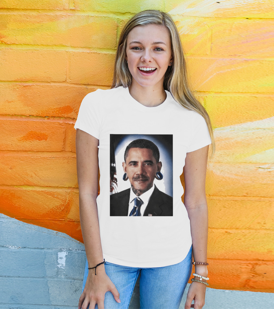 Obama President Political Fashion With Tattoos And Futuristic T-Shirt