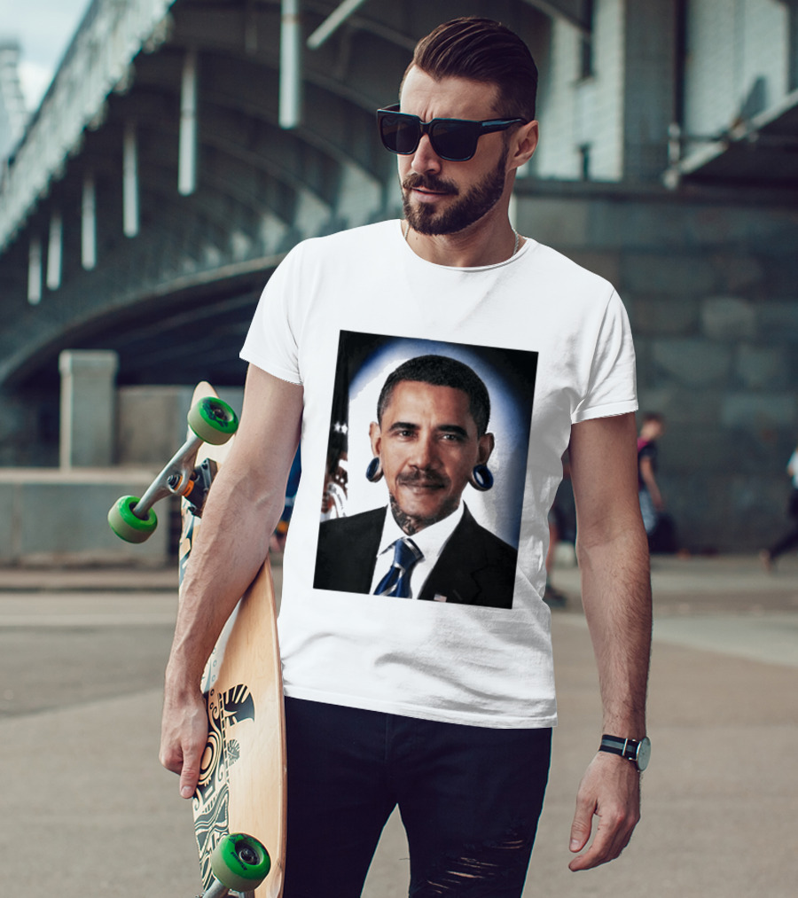 Obama President Political Fashion With Tattoos And Futuristic T-Shirt