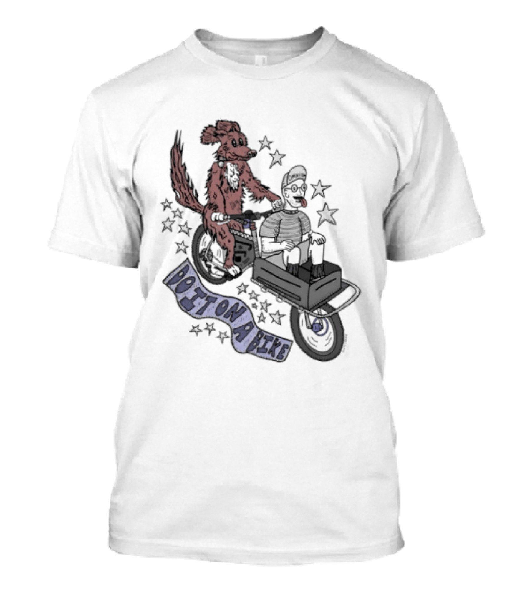 Original Dog On A Bike Omnium Cycling Matt Crank Free And High Stars T-Shirt
