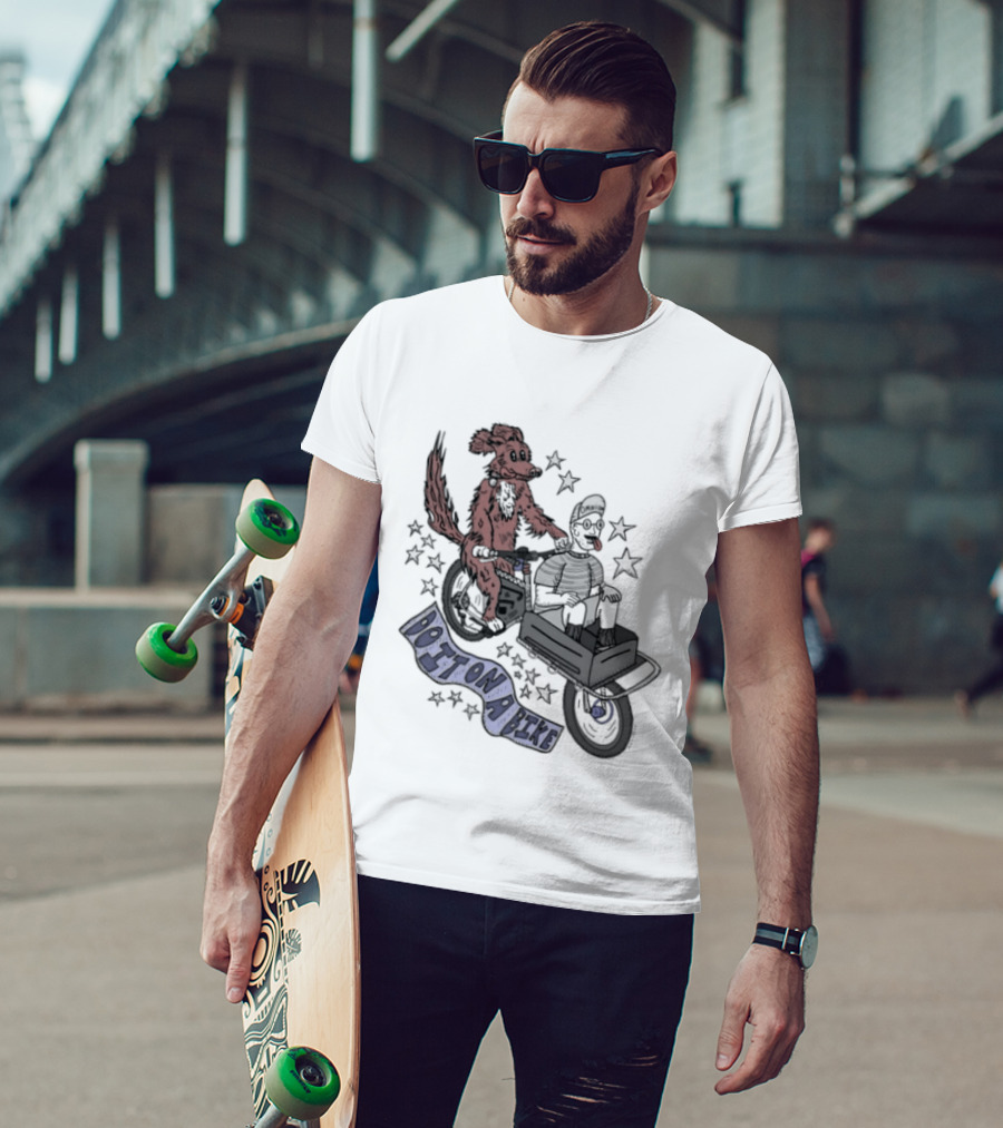 Original Dog On A Bike Omnium Cycling Matt Crank Free And High Stars T-Shirt