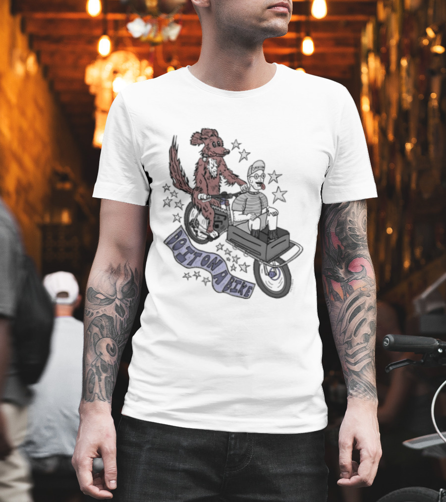 Original Dog On A Bike Omnium Cycling Matt Crank Free And High Stars T-Shirt