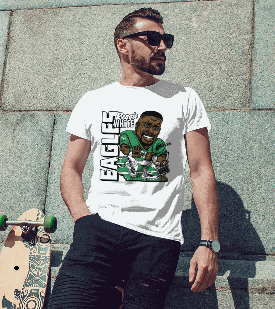 Reggie White Philadelphia Eagles Caricature Art NFL Legendary Player T-Shirt