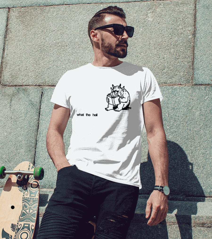 What The Hell Devil Reading Book What The Hell T-Shirt