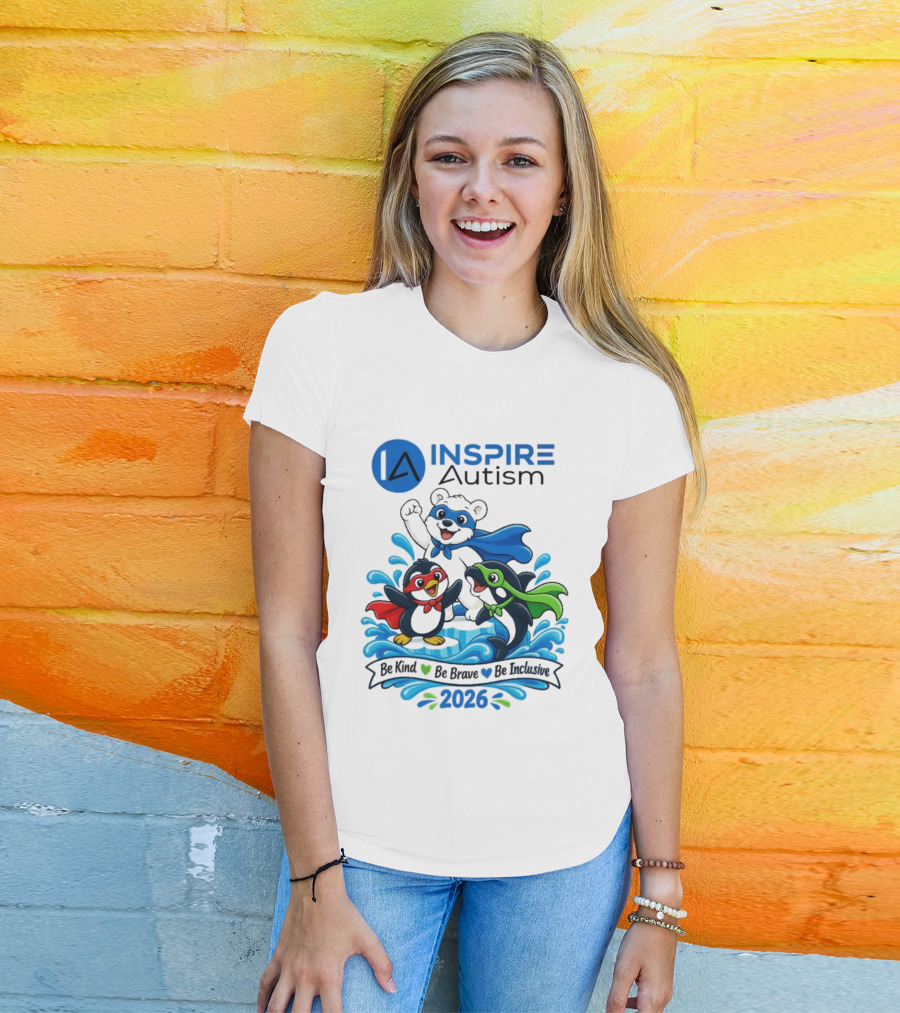 Inspire Autism Hero Walk 2026 Be Kind Brave Inclusive T-Shirt
