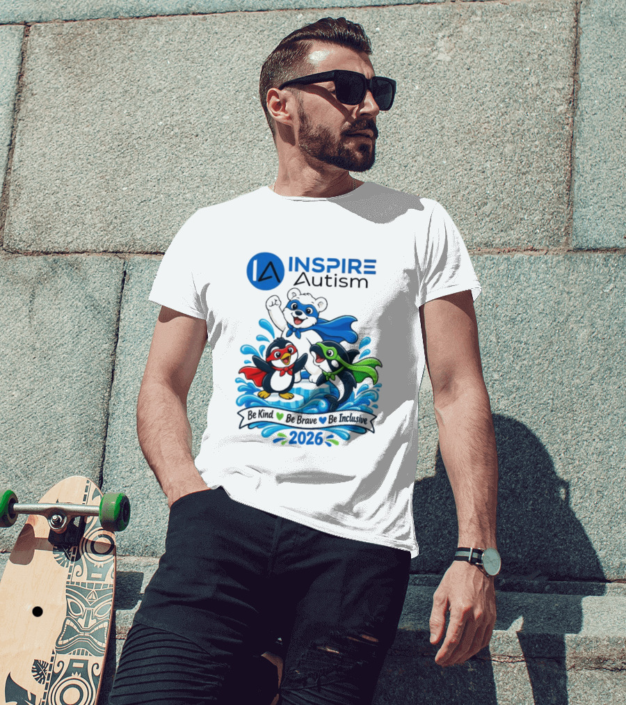 Inspire Autism Hero Walk 2026 Be Kind Brave Inclusive T-Shirt