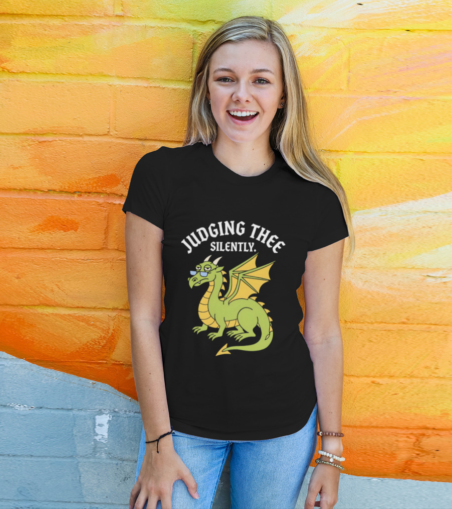 Judging Thee Silently Dragon With Sunglasses T-Shirt