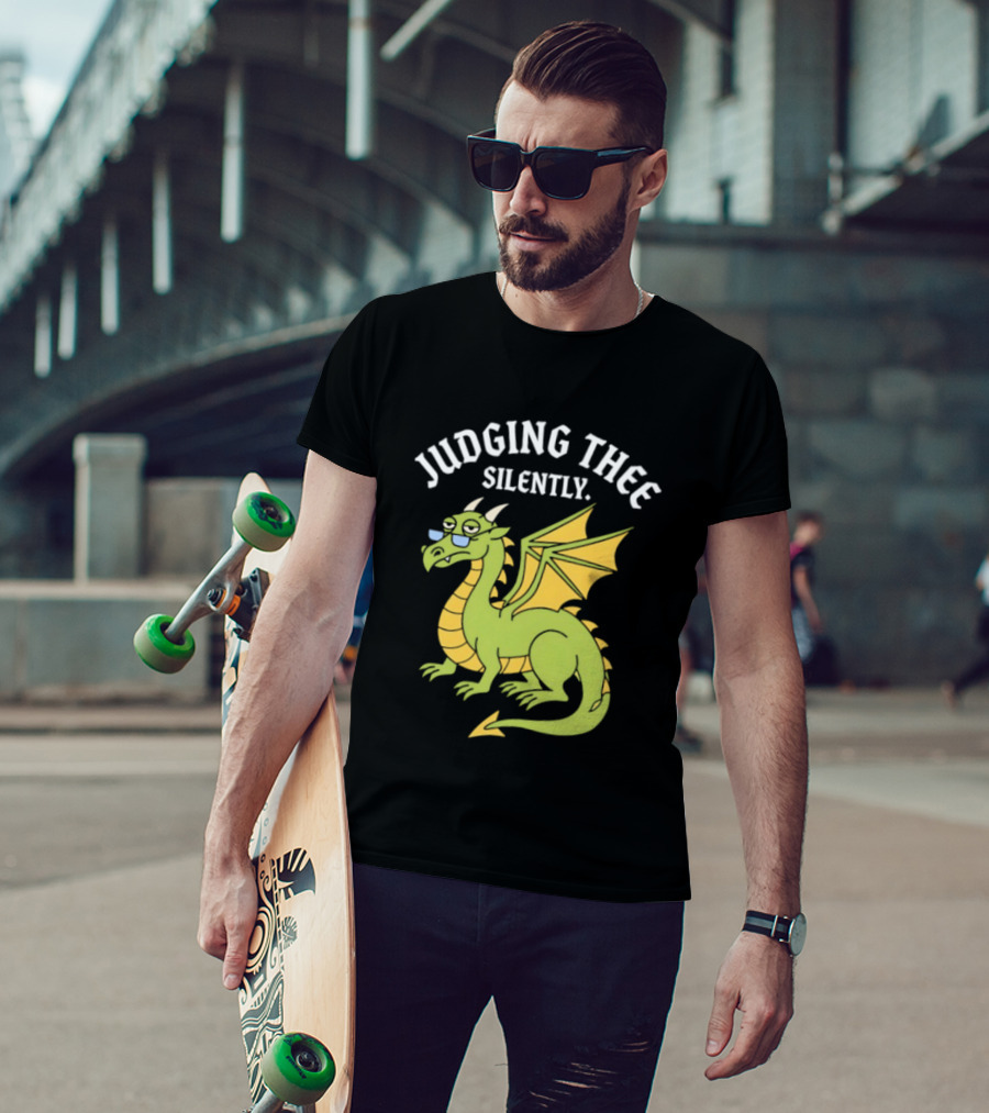 Judging Thee Silently Dragon With Sunglasses T-Shirt