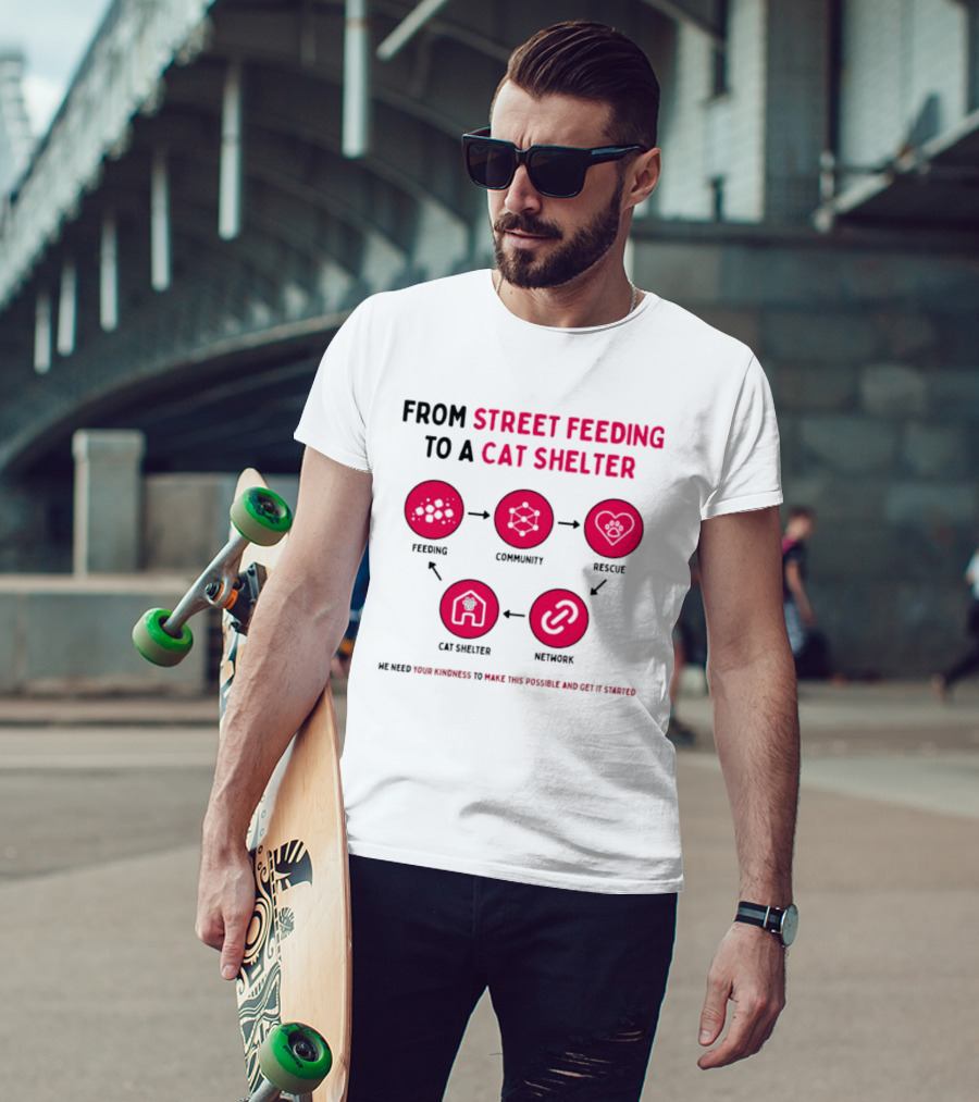 From Street Feeding To A Cat Shelter Feeding Community Rescue Cat Shelter Network T-Shirt