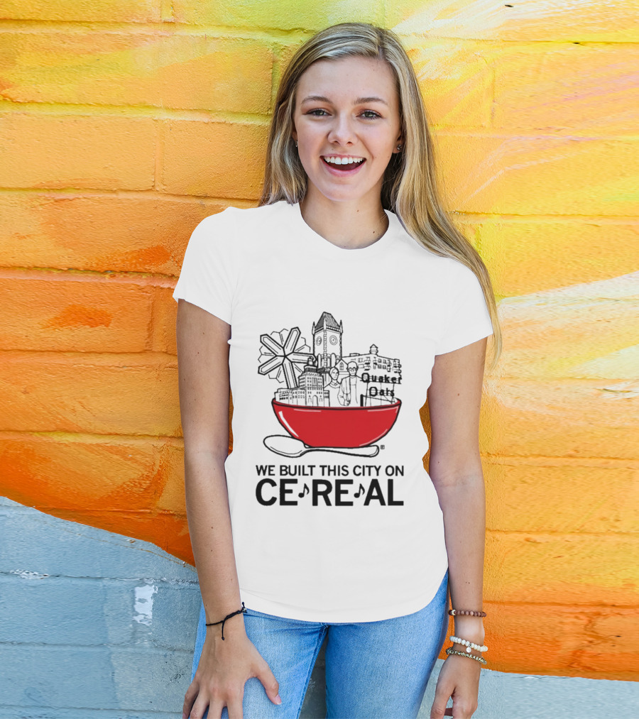We Built This City On Ce Re Al Red Bowl Skyline T-Shirt