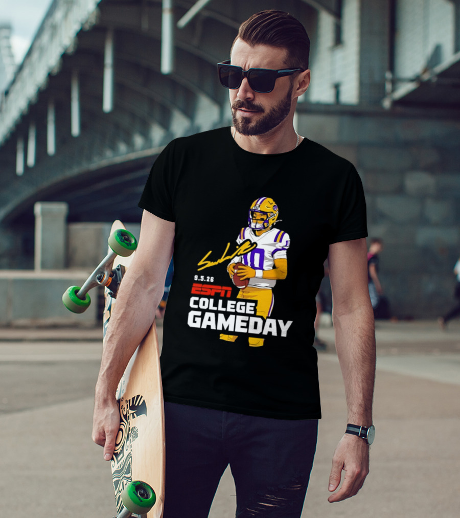 Sam Leavitt 9 3 26 ESPN College Gameday LSU Tigers Football T-Shirt