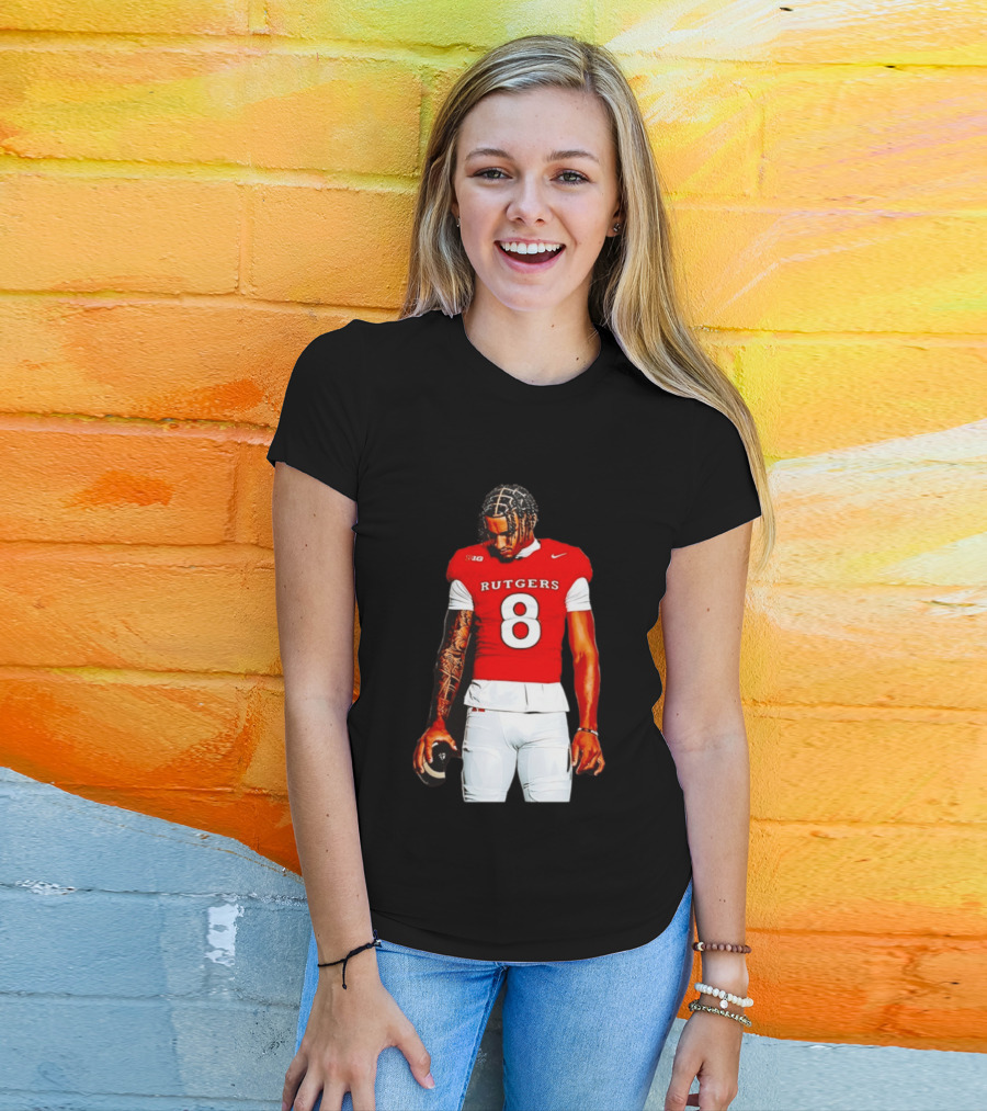 KJ Duff Number 8 Rutgers Scarlet Knights NCAA Football Player Nike Jersey T-Shirt