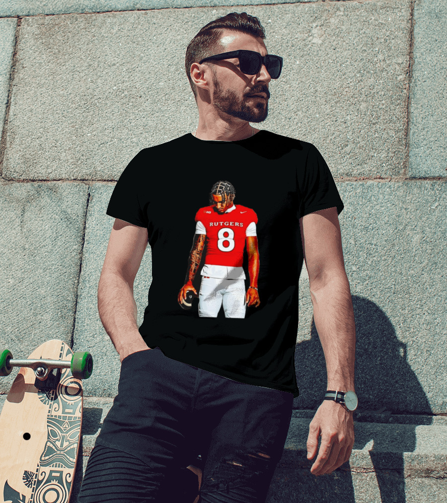 KJ Duff Number 8 Rutgers Scarlet Knights NCAA Football Player Nike Jersey T-Shirt