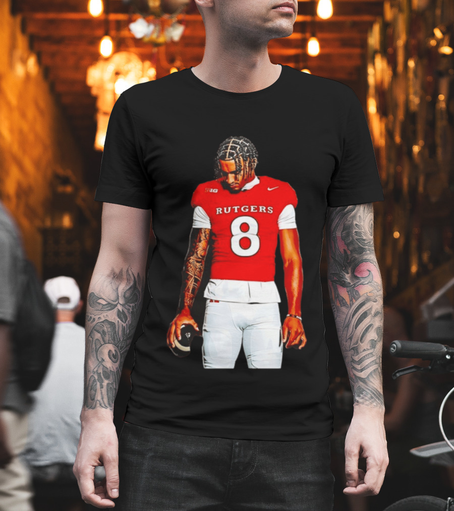 KJ Duff Number 8 Rutgers Scarlet Knights NCAA Football Player Nike Jersey T-Shirt