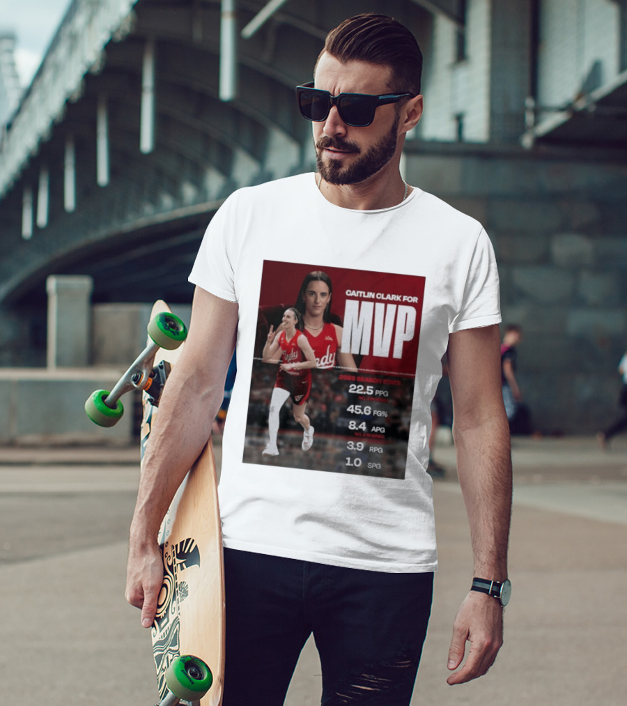 Caitlin Clark For MVP 2026 Stats 22.5 PPG 45.6 FG% 8.4 APG 3.9 RPG 1.0 SPG T-Shirt