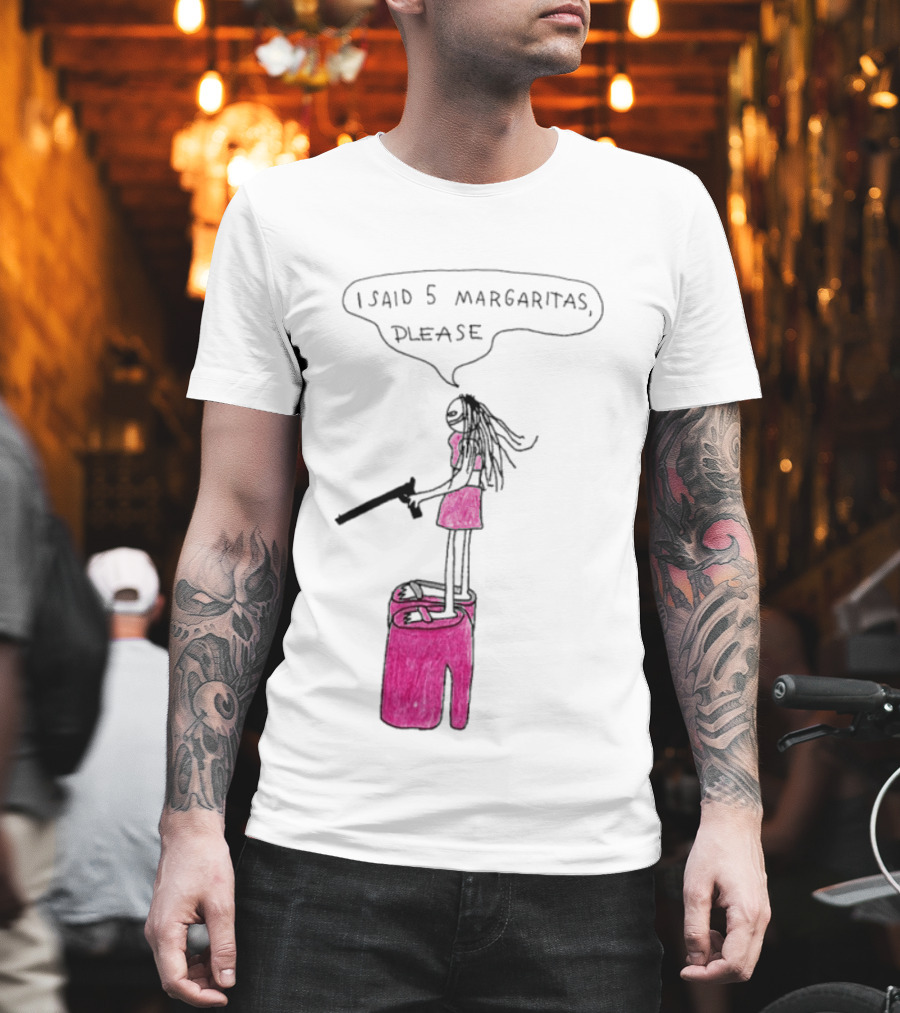 I Said 5 Margaritas Please Funny Stick Figure Woman On Chair T-Shirt