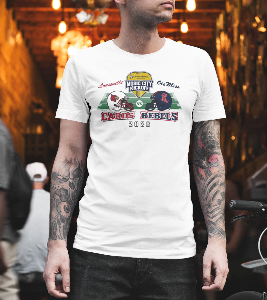 Liberty Mutual Music City Kickoff 2026 Louisville Cardinals Vs Ole Miss Rebels Matchup T-Shirt