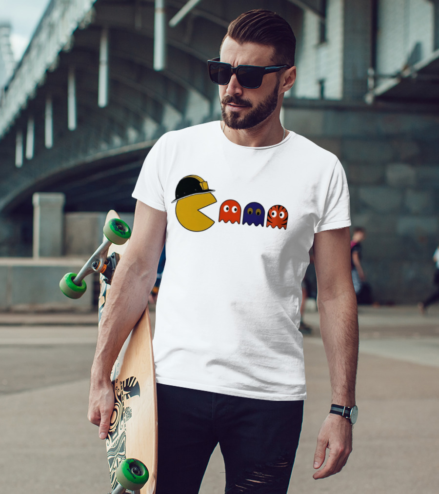 Pacman Hard Hat Ghosts Retro Gaming T-Shirt