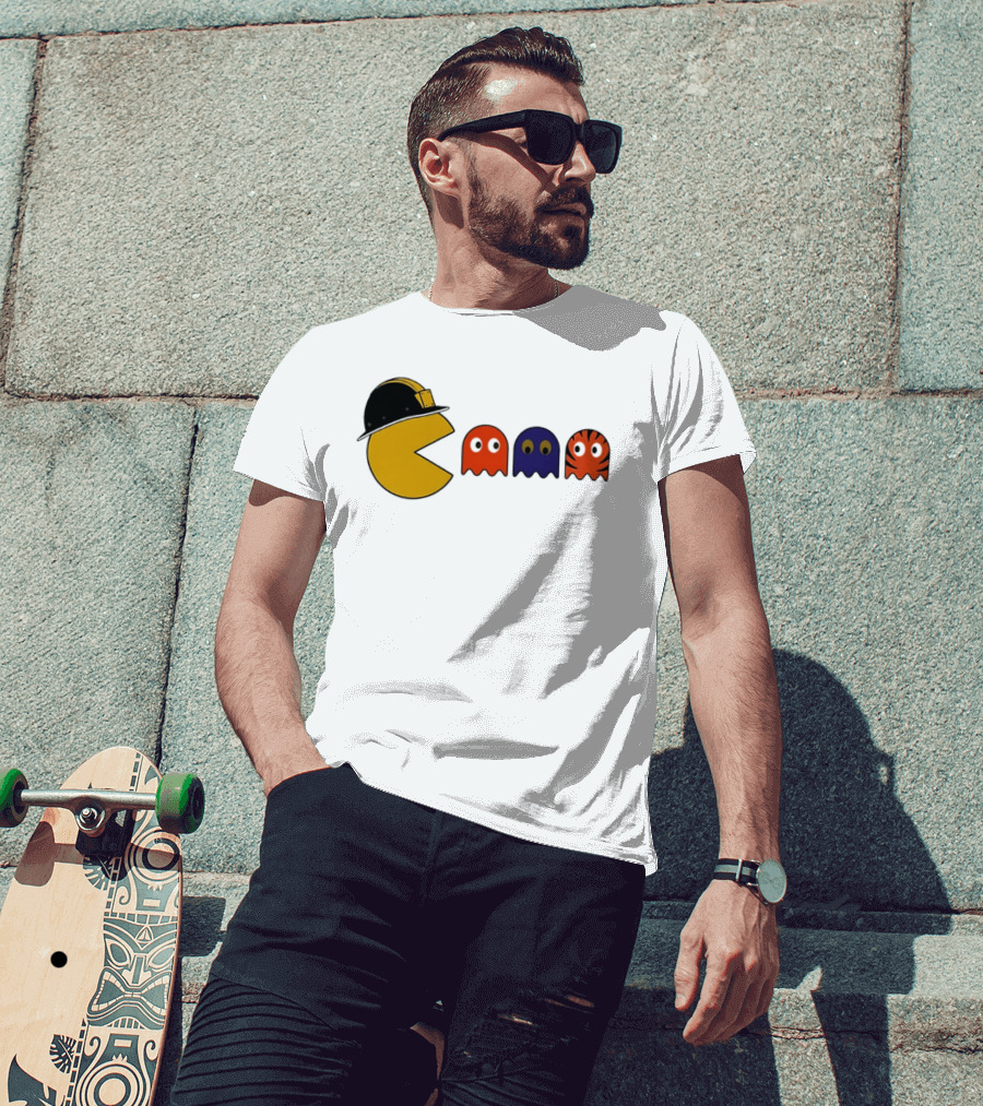 Pacman Hard Hat Ghosts Retro Gaming T-Shirt