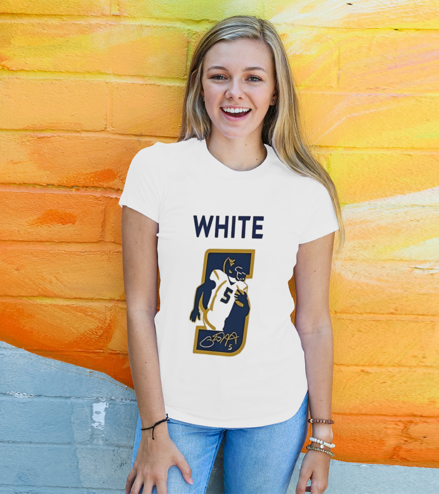 West Virginia Mountaineers Pat White Number 5 Signature 2026 T-Shirt