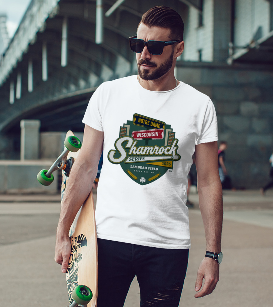 Notre Dame Wisconsin Shamrock Series 2026 Lambeau Field Green Bay WI T-Shirt