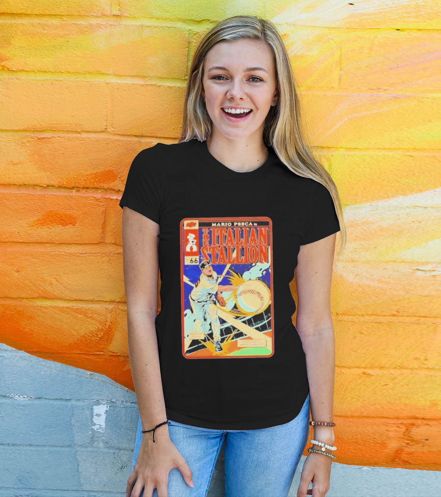 Mario Pesca The Italian Stallion Comic No 66 Oklahoma State Cowboys Baseball T-Shirt
